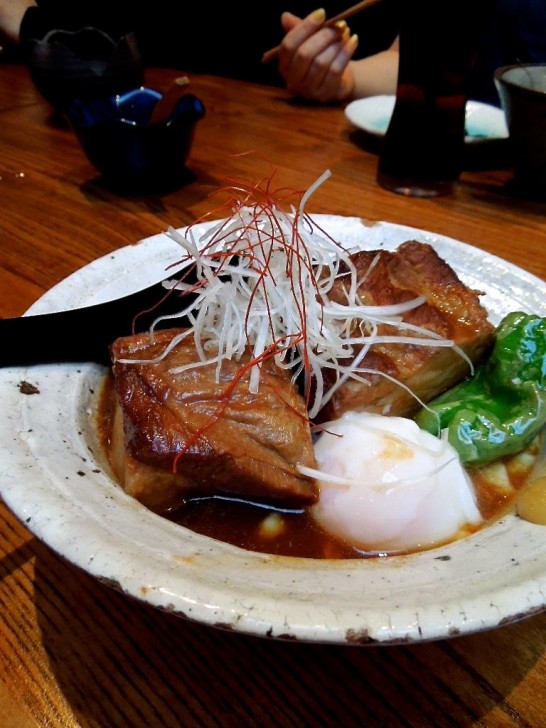 豚角煮の温泉卵のっけ♪