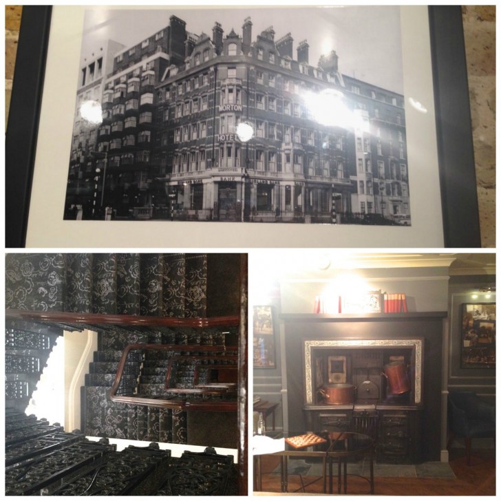 趣のある階段とビクトリア時代から残る暖炉。1943年の写真が残っているが、その当時もホテル（別経営者）と銀行が建物として使われていた