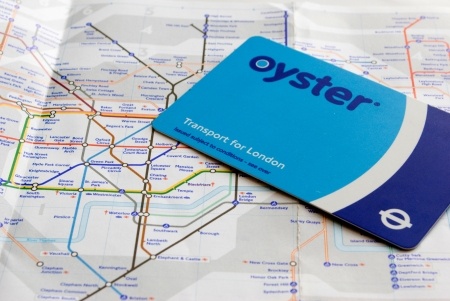 oyster card and tube map for transportation in london